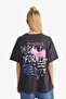 Oversized Wide Fit Crew Neck Back Printed Short Sleeve T-Shirt F8750Ax25Au - 7