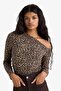 Slim Fit Slim Fit One Shoulder Leopard Print Long Sleeve Blouse G0290Ax25Au - 4