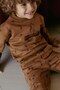 Children's Tracksuit Set with Furry Inside, Brown Hazelnut Patterned Organic Cotton - 3