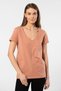 Milano Short Sleeve Deep V Neck Women's T-Shirt Salmon