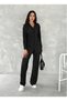 Schwarzes Set aus geripptem Crinkle-Stoff