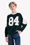 Oversize Wide Fit Crew Neck Printed School Sweatshirt for Boys F2706A825Au - 3