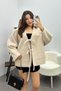 Women's Cream Lace Detailed Imported Cashmere Jacket - 2
