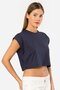 Women's Cotton Look Crop T-Shirt 3402/Navy Blue - 2
