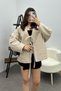 Women's Cream Lace Detailed Imported Cashmere Jacket - 4