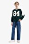 Oversize Wide Fit Crew Neck Printed School Sweatshirt for Boys F2706A825Au - 2