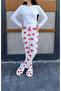 Suede Soft Textured White Heart Patterned Women's Pajamas - 3