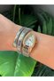 Gold/Silver Snake Model Spiral Women's Watch with Zircon Stones - 2