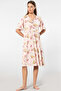 Türen Leaf Print Short Sleeve Dress 3354/Powder