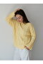 Una Fiaba - Yellow Oversize Soft Textured Hair Knit Crew Neck Women's Sweater - 7
