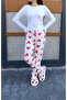 Suede Soft Textured White Heart Patterned Women's Pajamas - 4