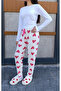 Suede Soft Textured White Heart Patterned Women's Pajamas - 2