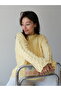 Una Fiaba - Yellow Oversize Soft Textured Hair Knit Crew Neck Women's Sweater - 4