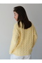 Una Fiaba - Yellow Oversize Soft Textured Hair Knit Crew Neck Women's Sweater - 8