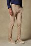 Chino Twill Cotton Blend Slim Fit Beige Men's Straight Trousers - 3
