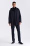 Navy Blue Comfort Fit Hooded Classic Model Coat with Hidden Zipper - 2