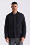 Black Comfort Fit Shirt Collar Seasonal Coat