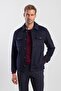 Navy Blue Comfort Fit Baby Collar Woolen Coat