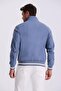 Blue Comfort Fit Stand Collar Relaxed Cut Seasonal Coat - 4