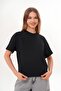 Women's Basic Plain Pattern Cotton Black T-Shirt - 2