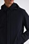 Black Comfort Fit Hooded Classic Model Coat with Hidden Zipper - 3