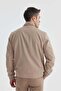 Beige Comfort Fit Stand Collar Casual Coat - 4