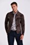 Brown Comfort Fit Baby Collar Pocket 100% Leather Coat