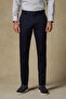 Chino Twill Cotton Blend Slim Fit Navy Blue Men's Straight Trousers