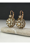 Mardin's Floral Earrings with White Crystal Stones - 2