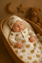 Corded Fabric (3 Pieces) Teddy Bear Pattern Swaddled Baby Set - 6