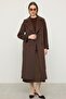 Reglan Sleeve Cape Detailed Self Patterned Limited Edition Coat Brown 3141 - 5