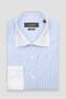 Sartoria Poplin Stretch Cotton Blend Slim Fit Light Blue Italian Collar Men's Striped Shirt - 5