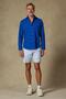 Sky Oxford Stretch Cotton Blend Comfort Fit Light Blue Men's Striped Shorts