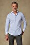 Sartoria Poplin Stretch Cotton Blend Slim Fit Light Blue Italian Collar Men's Striped Shirt