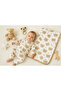 Corded Fabric (3 Pieces) Teddy Bear Pattern Swaddled Baby Set - 2