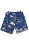 Blue Palm Tree Relaxed Fit Short Sleeve Loose Lapel Collar Summer Shirt Shorts Set - 8
