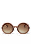 Monica Unisex Large Round Sunglasses Havana Pink Ok014-Ph - 4