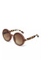 Monica Unisex Large Round Sunglasses Havana Pink Ok014-Ph