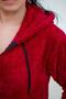 Women's Red Plush Thick Zippered Hooded Pocket Jacket 23KCKTMY50 - 5