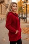 Women's Red Plush Thick Zippered Hooded Pocket Jacket 23KCKTMY50