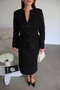 Black Ruffle Detailed Jacket and Midi Skirt Bottom Top Premium Tweed Suit - 4