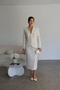 Ecru White Ruffle Detailed Jacket and Midi Skirt Set Premium Tweed Suit - 3