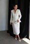 Ecru White Ruffle Detailed Jacket and Midi Skirt Set Premium Tweed Suit - 5