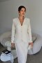 Ecru White Ruffle Detailed Jacket and Midi Skirt Set Premium Tweed Suit - 7
