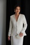 Ecru White Ruffle Detailed Jacket and Midi Skirt Set Premium Tweed Suit - 4