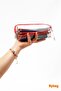 2Pcs Pvc Pen Holder Zippered Transparent Makeup Bag Pencil Case Red - 4