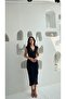 Top Sequin Skirt Crepe V-Neck Zero Sleeve Midi Length Dress - 3