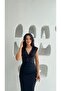 Top Sequin Skirt Crepe V-Neck Zero Sleeve Midi Length Dress