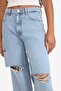 Wide Leg Ripped Detailed High Waist Long Jean Washed Trousers E9111Ax25Au - 4