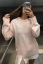 Pink Wide Fit Soft Textured Crew Neck Sweater Aw25Kz0001 - 5